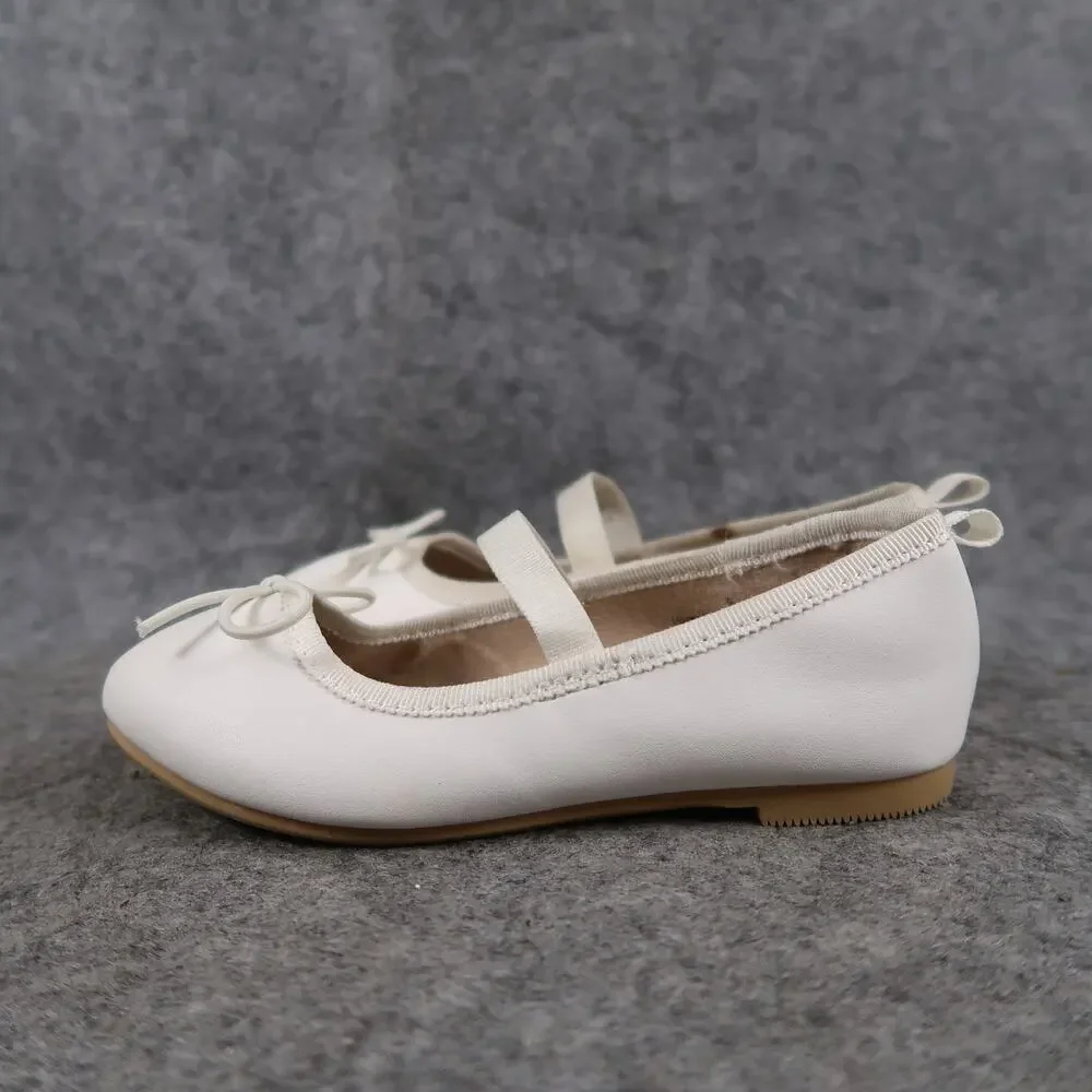 Cat & Jack Shoes Kids 9 Ballet Flats Mary Jane Strap Bow White Fashion Girls